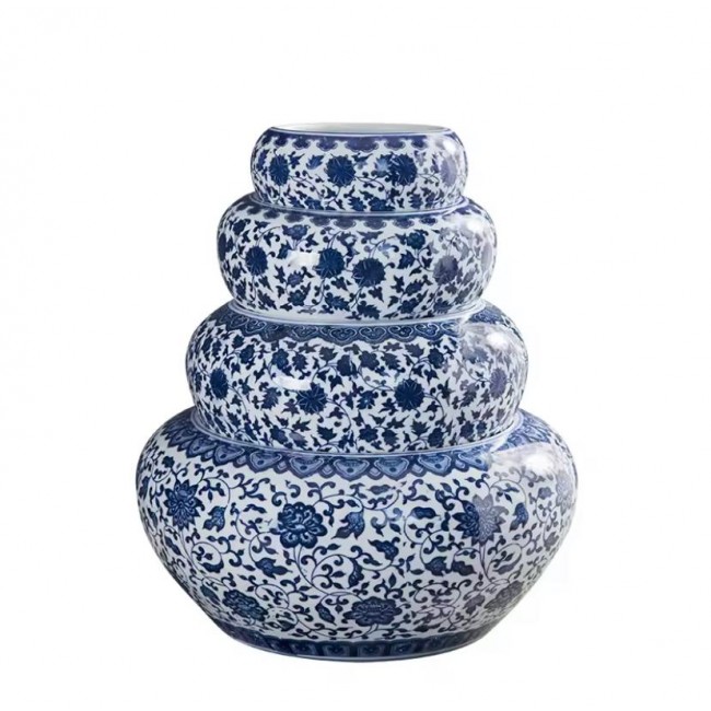 فازه سيراميك بنقوش زرقاء فاخره  6974