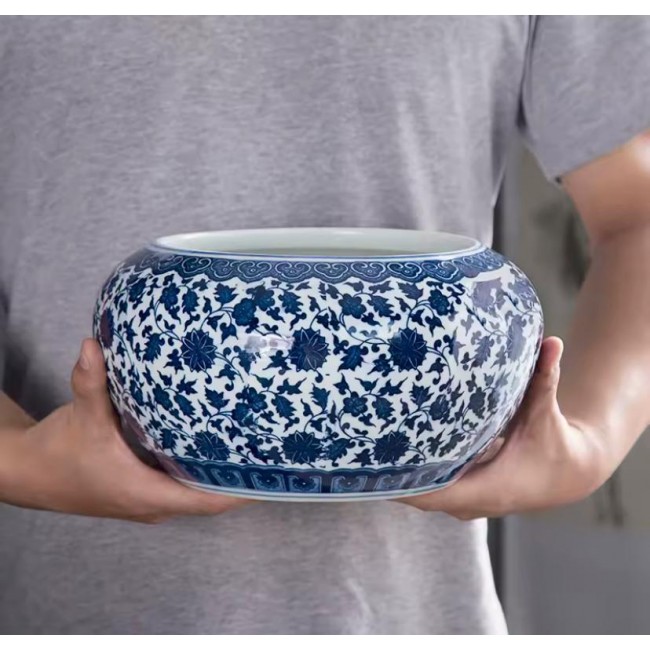 فازه سيراميك بنقوش زرقاء فاخره  6974