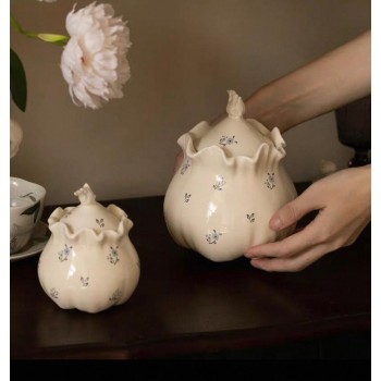 برطمان تخزين طعام مع غطاء بنمط زهور للمطبخ متوفر الحجمين 7185 برطمان تخزين طعام مع غطاء بنمط زهور للمطبخ متوفر الحجمين 7185