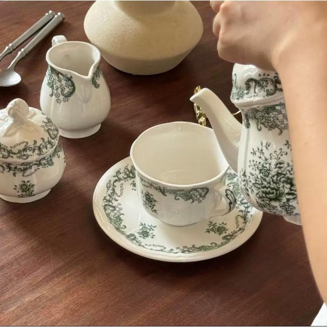 طقم شاي بورسلان نمط فرنسي طقم شاي بورسلان نمط فرنسي