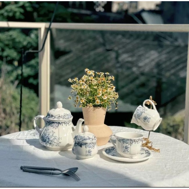 طقم شاي بورسلان نمط فرنسي 7195 طقم شاي بورسلان نمط فرنسي 7195