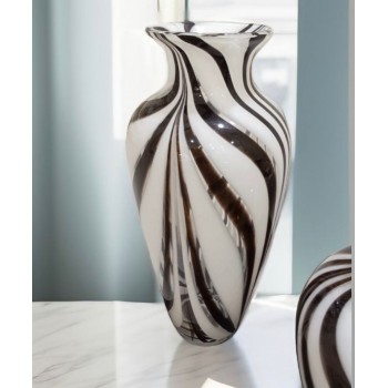 فازة زجاج أسود وأبيض تصميم مودرن 6124
