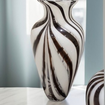 فازة زجاج أسود وأبيض تصميم مودرن 6124