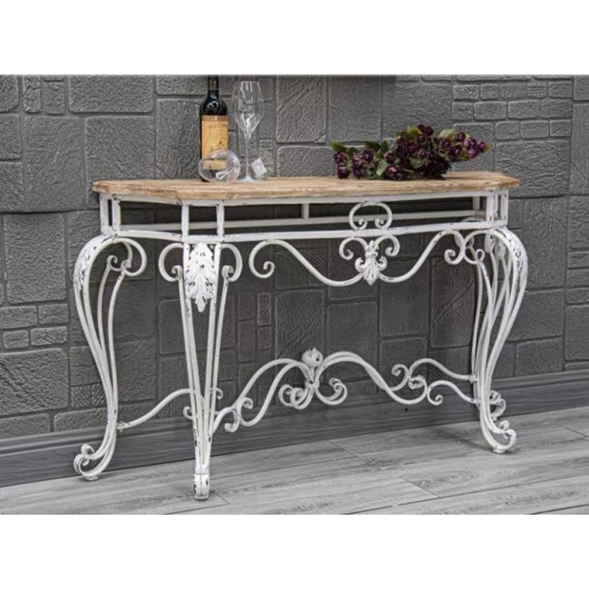 طاولة كونسول جداري بأرجل معدن مشغول يدويا شابي شيك L6768