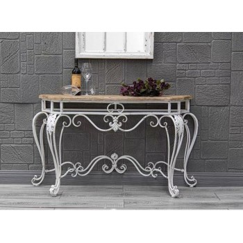 طاولة كونسول جداري بأرجل معدن مشغول يدويا شابي شيك L6768