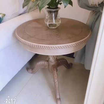 طاولة جانبية خشب طبيعي حفر كلاسيك 8023