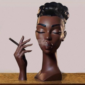 مبخرة على شكل رأس امرأة مصنوعة من راتنج L7991