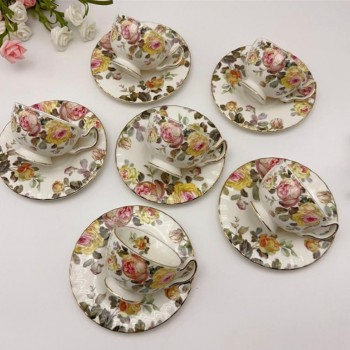 طقم فنجان قهوة مورد سيراميك فاخر  12 قطعة 7986