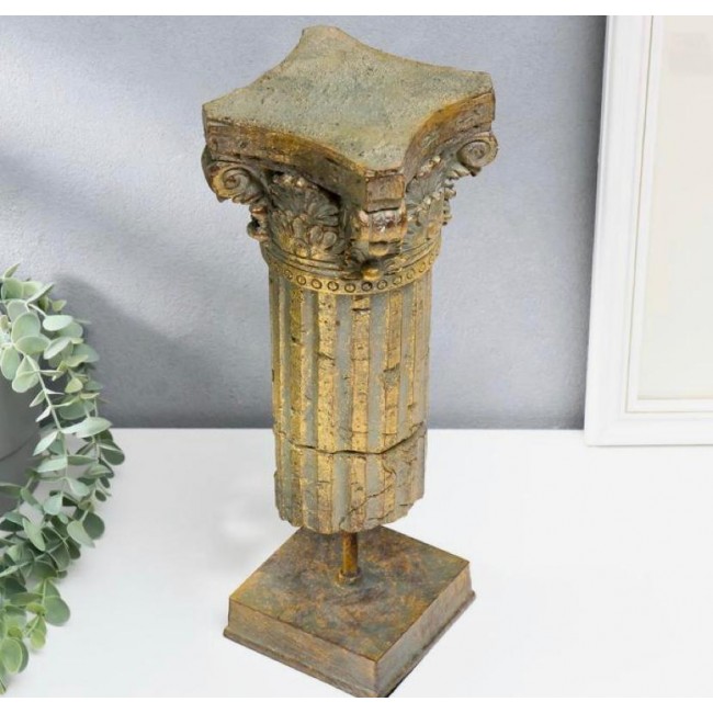 تحفة عمود رماني ذهبي معتق مثالي ديكور منزل 7041