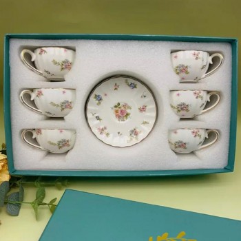 طقم فنجان قهوه تركيه مورد سيراميك 12 قطعة  L7981