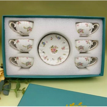 طقم فنجان قهوه تركيه مورد سيراميك 12 قطعة  L7981