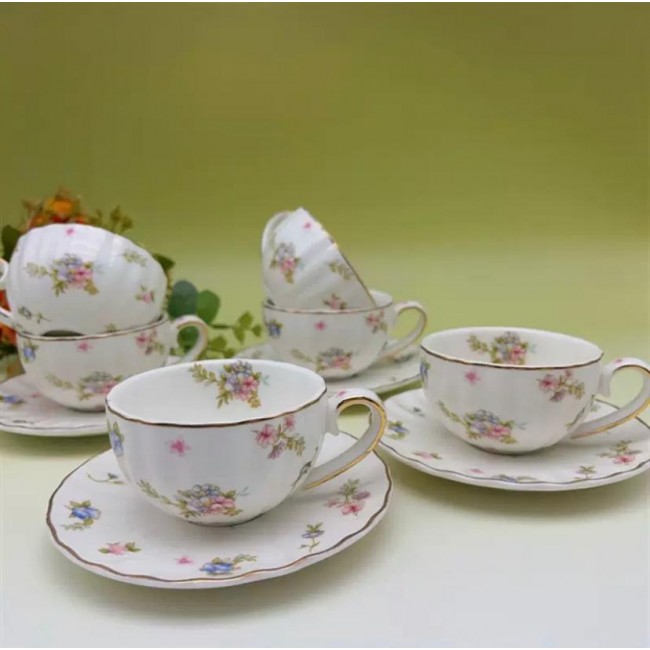 طقم فنجان قهوه تركيه مورد سيراميك 12 قطعة  L7981