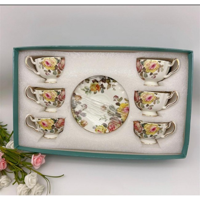 طقم فنجان قهوة مورد سيراميك فاخر  12 قطعة 7986