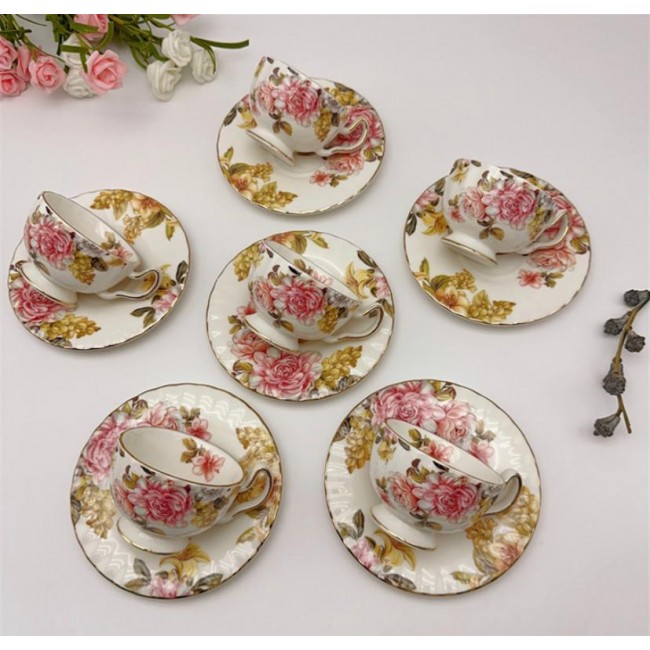 طقم فنجان قهوة سيراميك فاخر 12قطعةL7985