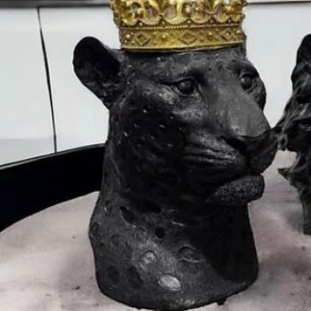 تحفة رأس نمر متوج مكتبي فايبر انيق 7013