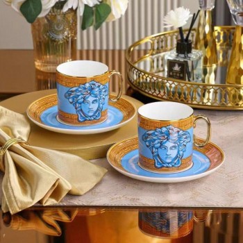 طقم كوب قهوة  وصحن فيرزاتشي سيراميك فاخر 4 قطع L7933