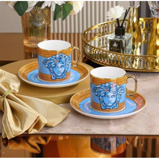 طقم كوب قهوة  وصحن فيرزاتشي سيراميك فاخر 4 قطع L7933