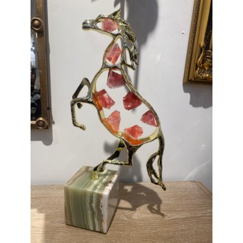 تحفة حصان معدن بقاعدة رخام مكتبي 5953