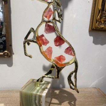 تحفة حصان معدن بقاعدة رخام مكتبي 5953