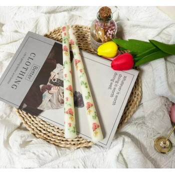 شمعة مطبوعة رمانسيه بتصميم أوربي 2 قطعه 7919