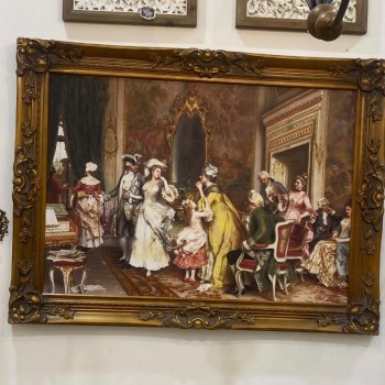 لوحة جداري مطبوع كالنفس بإطار خشب كلاسيك أوربي فاخر 6654