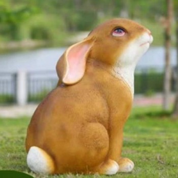 تحفة أرنب فايبر ديكور خارجي للحديقة حجم كبير برتفاع 55سم L6006