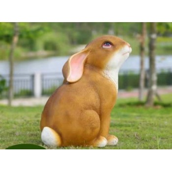 تحفة أرنب فايبر ديكور خارجي للحديقة حجم كبير برتفاع 55سم L6006