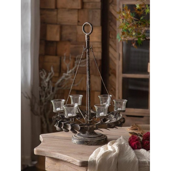 شمعدان معدن معتق بتصميم أوربي ب6أذرع 7833