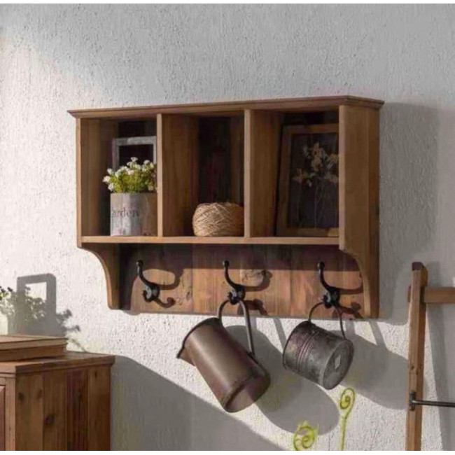 رف جداري خشب طبيعي بتصميم أوربي ريفي -8132