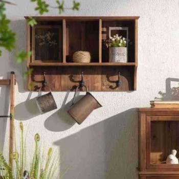 رف جداري خشب طبيعي بتصميم أوربي ريفي -8132