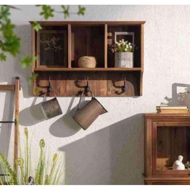 رف جداري خشب طبيعي بتصميم أوربي ريفي -8132