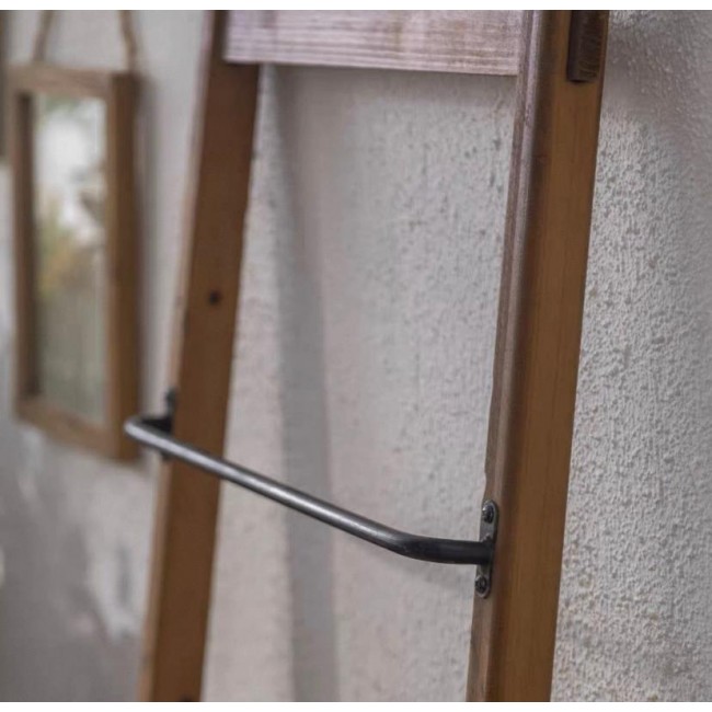 سلم خشب طبيعي مزدوج معدن بتصميم ريفي 7834 سلم خشب طبيعي مزدوج معدن بتصميم ريفي 7834