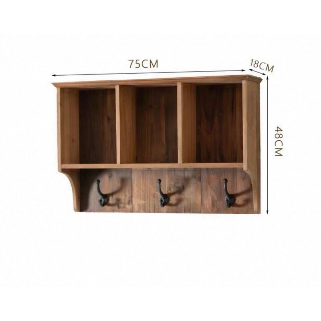 رف جداري خشب طبيعي بتصميم أوربي ريفي -8132