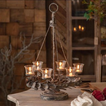 شمعدان معدن معتق بتصميم أوربي ب6أذرع 7833