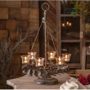 شمعدان معدن معتق بتصميم أوربي ب6أذرع 7833