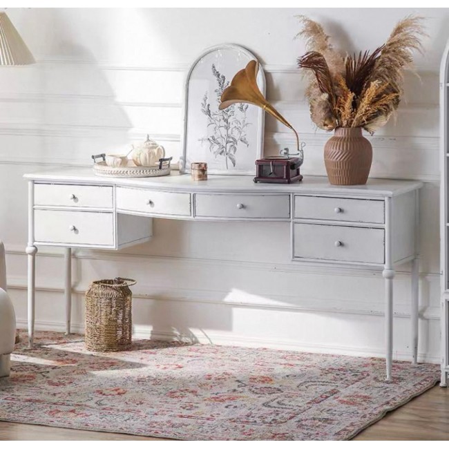 كونسول أبيض معتق معدن عالي الجودة مثالي للمدخل على الطراز الأمريكي القديم L8107