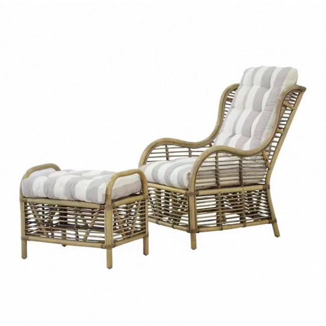 كرسي مفرد استرخاء منسوج يدويا من خشب ومقعد بف لغرفة المعيشه -L7757