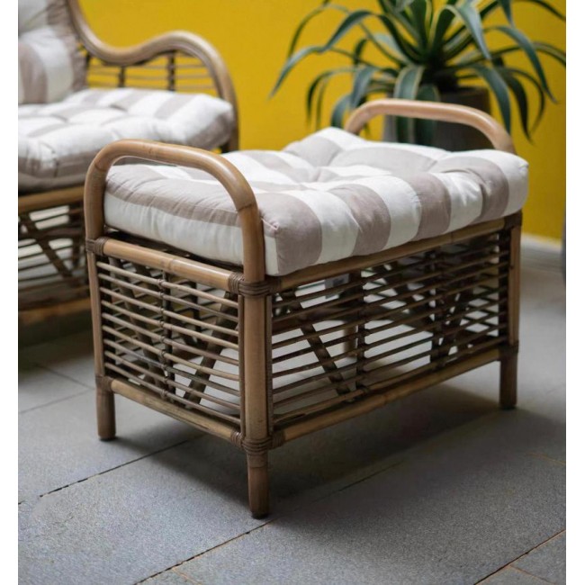 كرسي مفرد استرخاء منسوج يدويا من خشب ومقعد بف لغرفة المعيشه -L7757