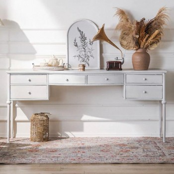 كونسول أبيض معتق معدن عالي الجودة مثالي للمدخل على الطراز الأمريكي القديم L8107