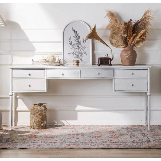 كونسول أبيض معتق معدن عالي الجودة مثالي للمدخل على الطراز الأمريكي القديم L8107