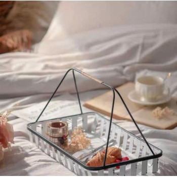  صينية سلة أفطار معدن بتصميم ريفي L8067