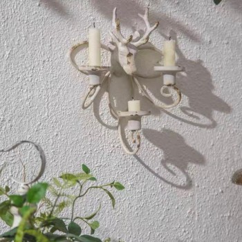 شمعدان أبيض معتق بتصميم رأس غزال مثالي لديكور المنزل 8108