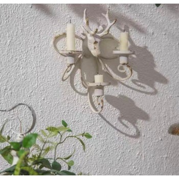 شمعدان أبيض معتق بتصميم رأس غزال مثالي لديكور المنزل 8108