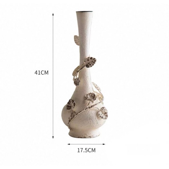 فازة معتق أبيض معدن بتصميم فرنسي متوفرحجمين  8114