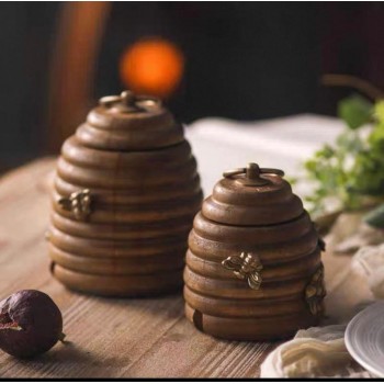  طقم برطمان خشب بتصميم خلية النحل 8144