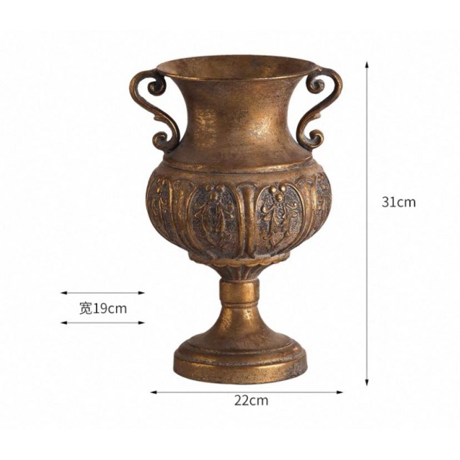 فازه معدن ذهبي معتق لزهور مثالي لديكور المنزل متوفر الحجمين 8149