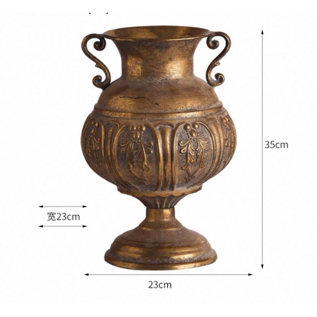 فازه معدن ذهبي معتق لزهور مثالي لديكور المنزل متوفر الحجمين 8149