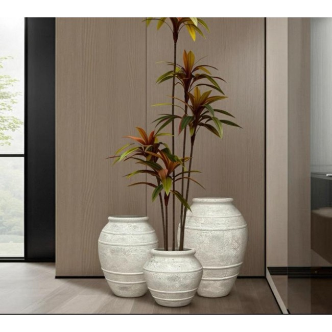 أصيص معتق أبيض فخار بتصميم أوربي متوفر 3 احجام L7090