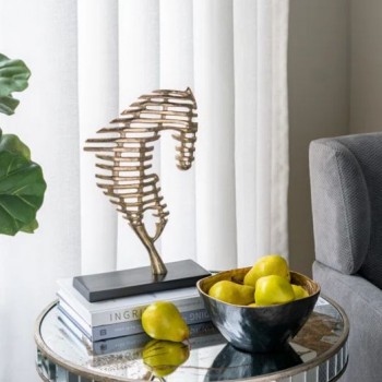 تحفة خيل مصنوعة من الألمنيوم يدويا ارتفاع 36سم 7488