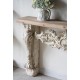 كونسول جداري خشب طبيعي أبيض منحوت بتصميم روماني شابي شيك 7401